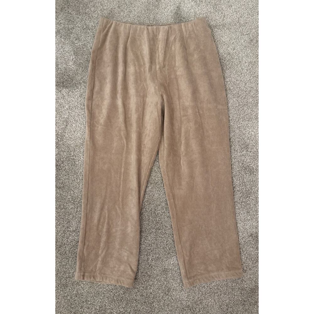 L.L. Bean Women's Tan Cropped Pull-On Corduroy Pants Trousers, L